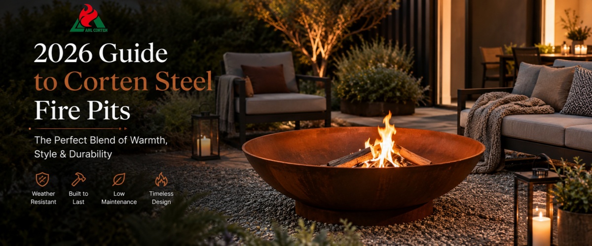 Corten steel wood fire pit